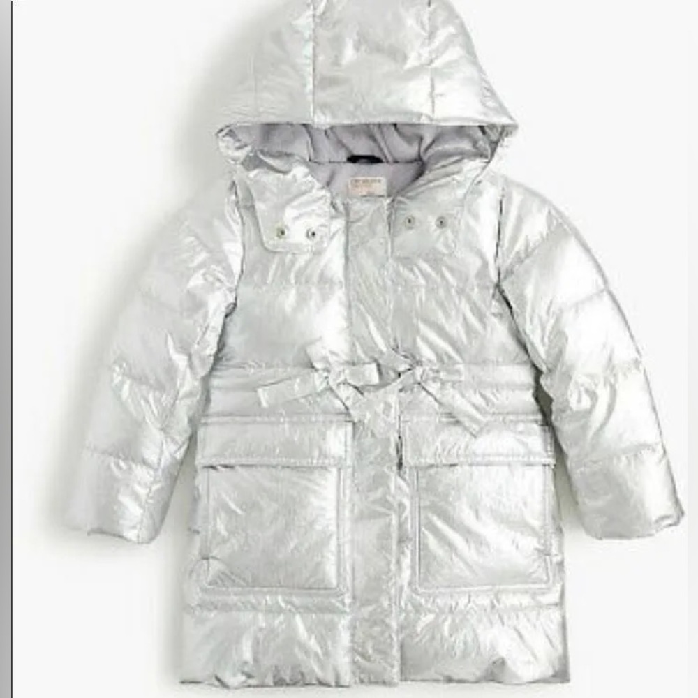 Crewcuts Shiny Silver Puffer Coat. Size 16